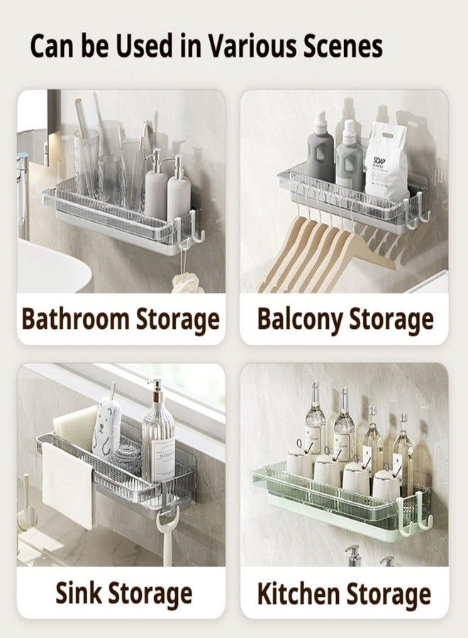 لينير أرفف حمام جدارية من LINEAR | منظم أرفف تخزين مع حامل مناشف | رف ذاتي اللصق للحمام | رفوف تنظيم تخزين لإكسسوارات الحمام - Image 3